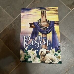 New He is Risen Garden Flag with Cross and Lamb